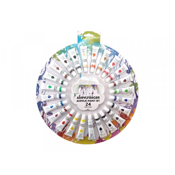 F�rg acryl rundplatta 24x12ml