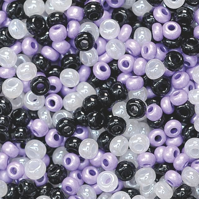 Boheme rocailleperler 2,5 mm 17 g - Hvid, lilla og sort - Blandinger af rocaillesperler, Rocaillesperler, Håndværk