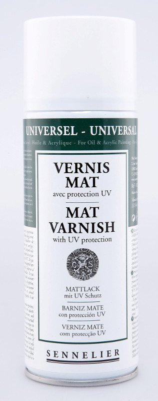 Fernis Sennelier Spray Universal 400 ml - Matt varnish with UV protection - Akrylmedier, Malermedium, Fernis og kunstner medier til kunstmaling
