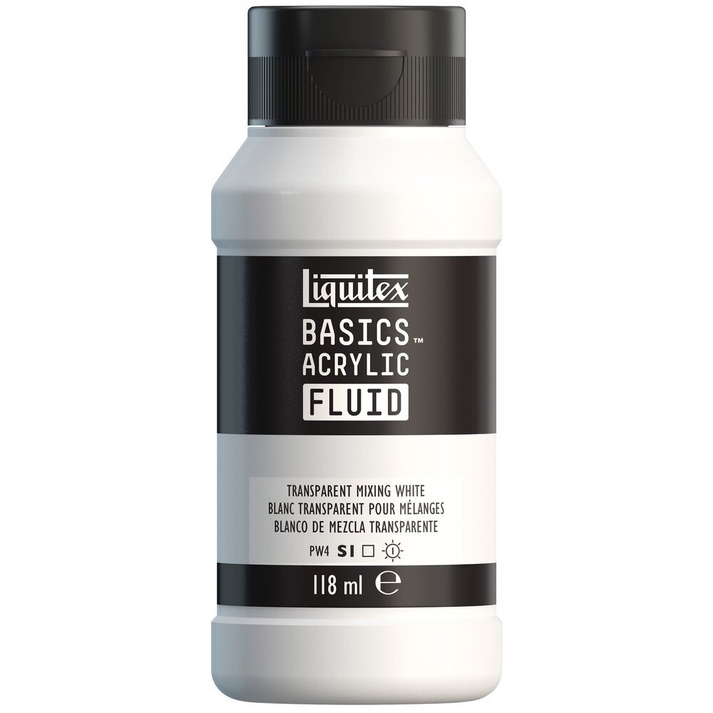 Akrylfärg - Liquitex Basics Fluid - 118ml - Transparent Mixing White - Akrylfärger, Konstnärsfärger