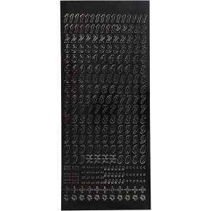 Klistermærker små tal 10x23 cm sorte - 1 ark Klistermærker små tal 10x23 cm sorte - 1 ark