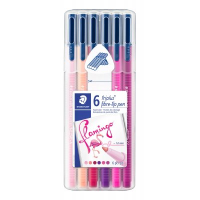 Fiberspisspenner Triplus Color Flamingo - 6 penner