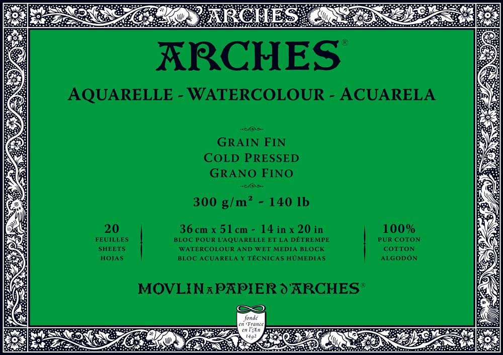 Akvarellblokk Kaldpressede Arches 300 g - 36 x 51 cm - Akvarellpapir, Blokk
