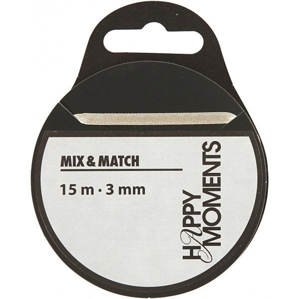 Satinband - råvit - B3 mm - 15 m Satinband - råvit - B3 mm - 15 m