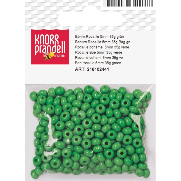 Bohemiska rocaillep�rlor 5 mm, 35 g, gr�n