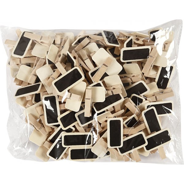 Tavle med klips - 4 x 2 cm - 100 stk Tavle med klips - 4 x 2 cm - 100 stk