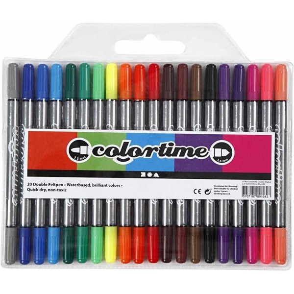 Colortime Dubbeltusch - standardfärger - 20 st Colortime Dubbeltusch - standardfärger - 20 st