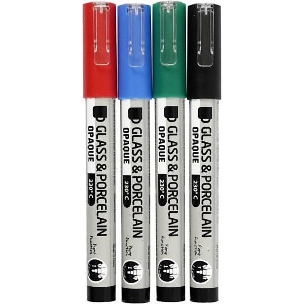 Glas- och porslinstusch - svart - blå - grön - röd - semi opaque - 1-2 mm - 4 st Glas- och porslinstusch - svart - blå - grön - röd - semi opaque - 1-2 mm - 4 st