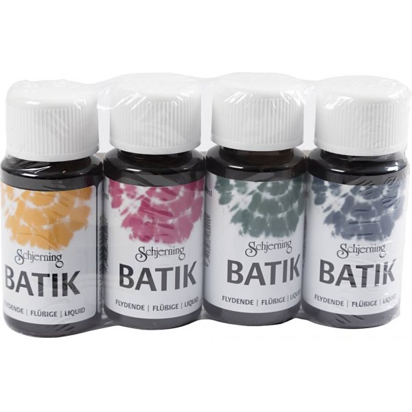 Batikfärg - marinblå - grön - rosa - majsgul - 4x50 ml Batikfärg - marinblå - grön - rosa - majsgul - 4x50 ml