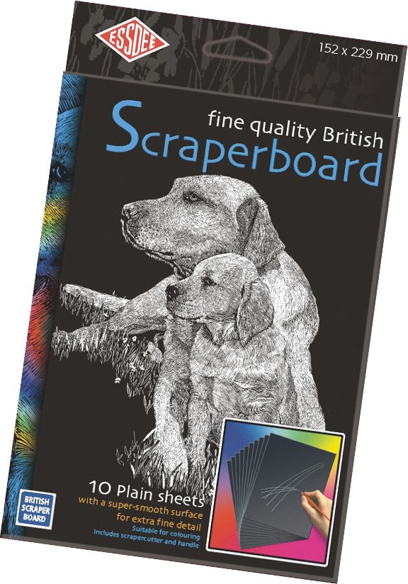 Scratch Box White med ridskniv - 229x152mm - Skrabekunst, Malersæt
