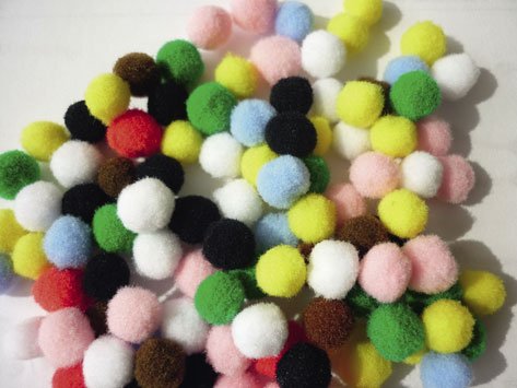 Pomponer i blandade färger, 10 mm, 65-pack Pomponer i blandade färger, 10 mm, 65-pack