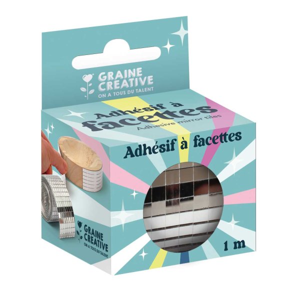 Sj�lvh�ftande spegelband facetterat - silver