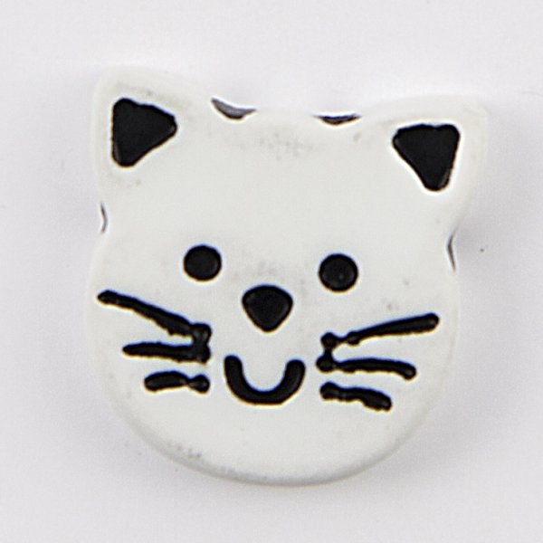 Knapp Katt 1-hull 15 mm 4 stk - Hvit