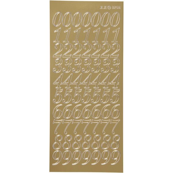 Klistermærker tal 10x23 cm guld - 1 ark Klistermærker tal 10x23 cm guld - 1 ark
