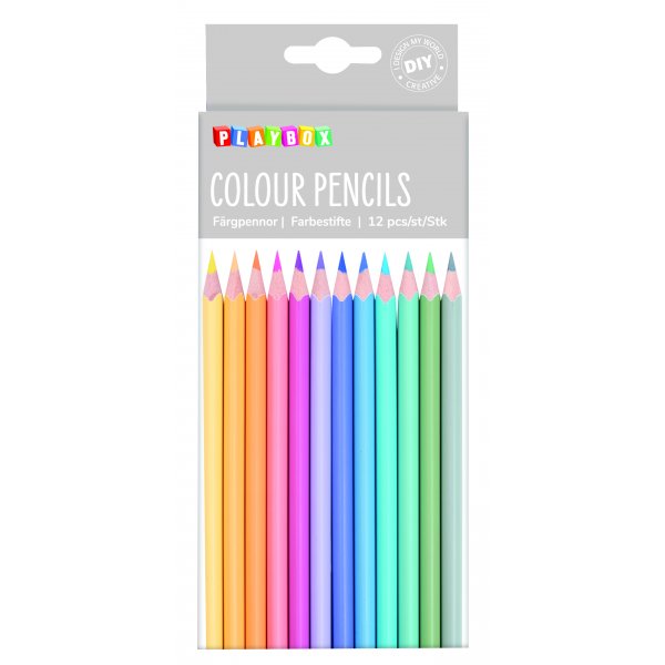 Pastellf�rgpennor trekantiga 12 st