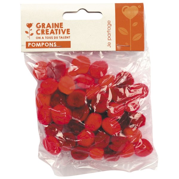 Pomponer 15 mm röd nyansmix, 45-pack Pomponer 15 mm röd nyansmix, 45-pack