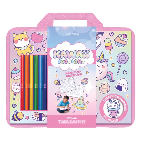 Kawaii eventyrland - malesett med tegnematte og fargeblyanter Kawaii eventyrland - malesett med tegnematte og fargeblyanter