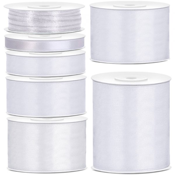 Satinband - 25 m - Vitt