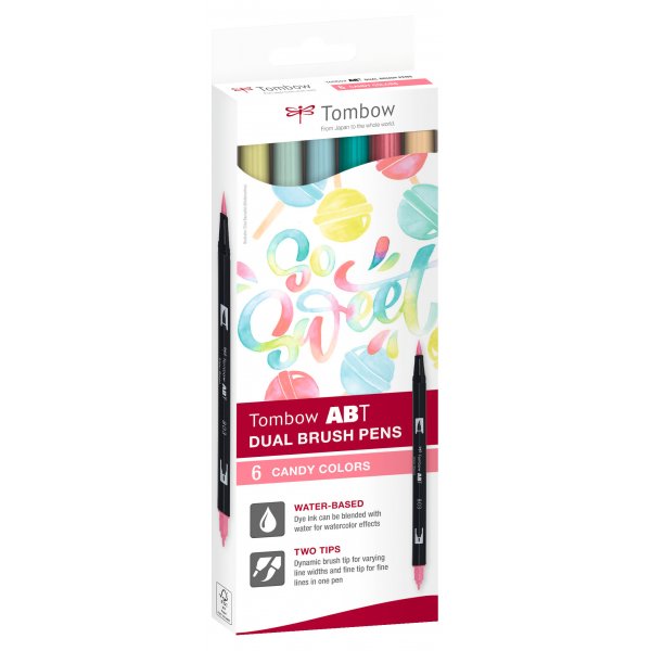 Tombow ABT dobbeltbørstepen Candy 6-pak Tombow ABT dobbeltbørstepen Candy 6-pak