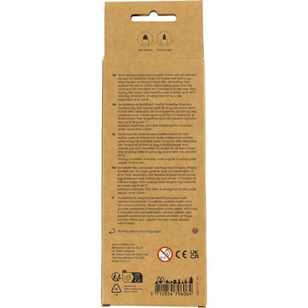 Textiltuschpennor - standardf�rger - 6 st