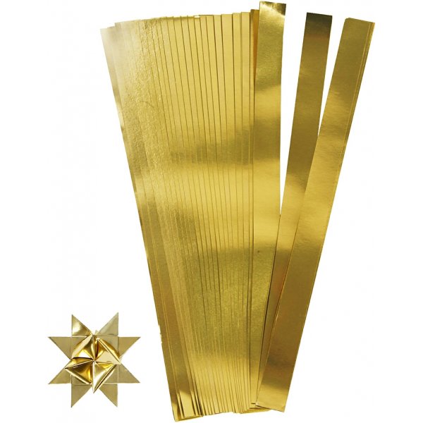 Stjärnstrimlor - guld - Ø6,5 cm - 100 strimlor Stjärnstrimlor - guld - Ø6,5 cm - 100 strimlor