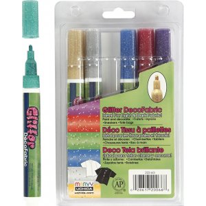 Deco Textilpennor - 3 mm - glitterfrger - 6 st