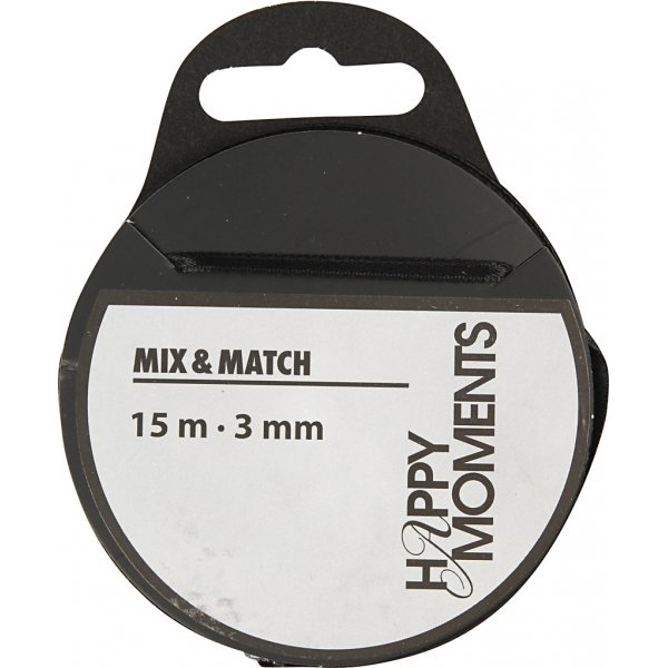 Satinband - svart - B3 mm - 15 m Satinband - svart - B3 mm - 15 m