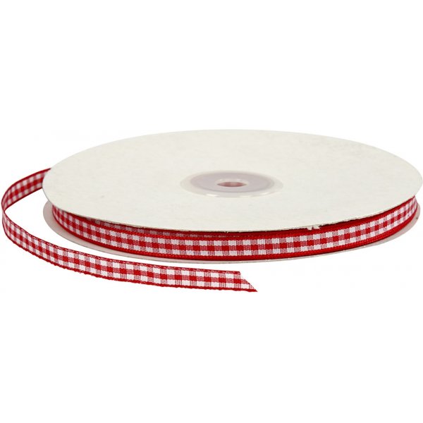 Rutigt band - röd/vit - 50 m Rutigt band - röd/vit - 50 m