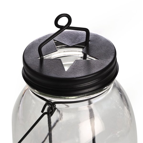 Glaslykta med metallh�ngare 9 x 21,5 cm