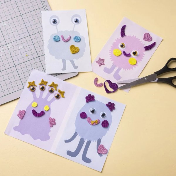 Mini DIY Kit Dekoration, pastellfärger, Monster Collage Mini DIY Kit Dekoration, pastellfärger, Monster Collage