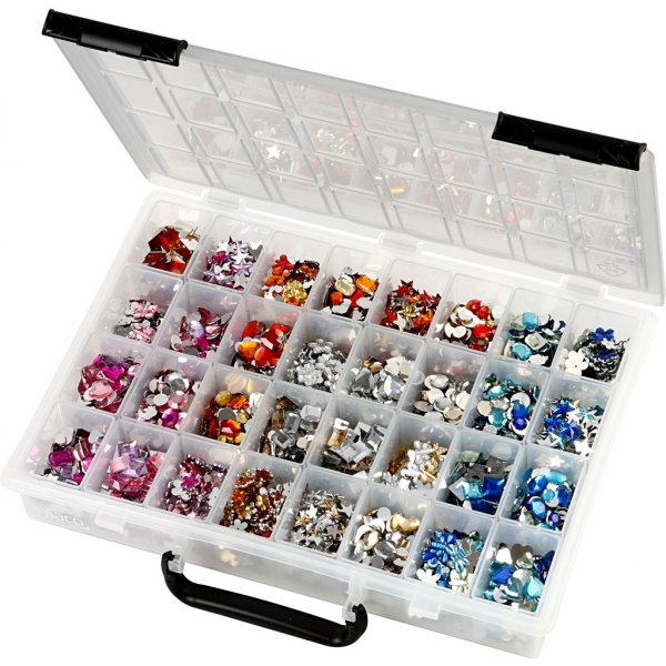 Rhinestones - mixade färger - Ø6-16 mm - 32 x 360 st Rhinestones - mixade färger - Ø6-16 mm - 32 x 360 st