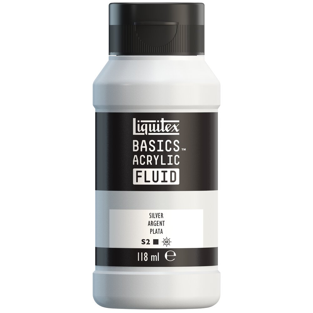 Akrylfärg - Liquitex Basics Fluid - 118ml - Silver - Akrylfärger, Konstnärsfärger