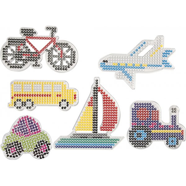 Pärlplattor - bil - flygplan - båt - traktor - buss och cykel - 6 st Pärlplattor - bil - flygplan - båt - traktor - buss och cykel - 6 st