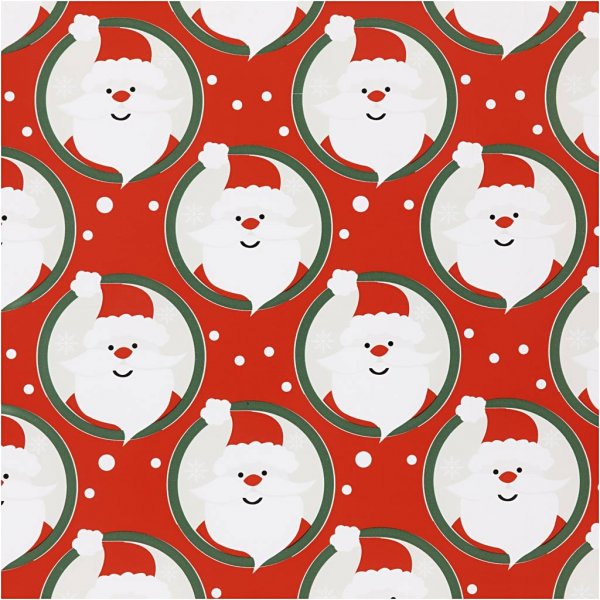 Presentpapper - röd - jultomte - 100 m Presentpapper - röd - jultomte - 100 m