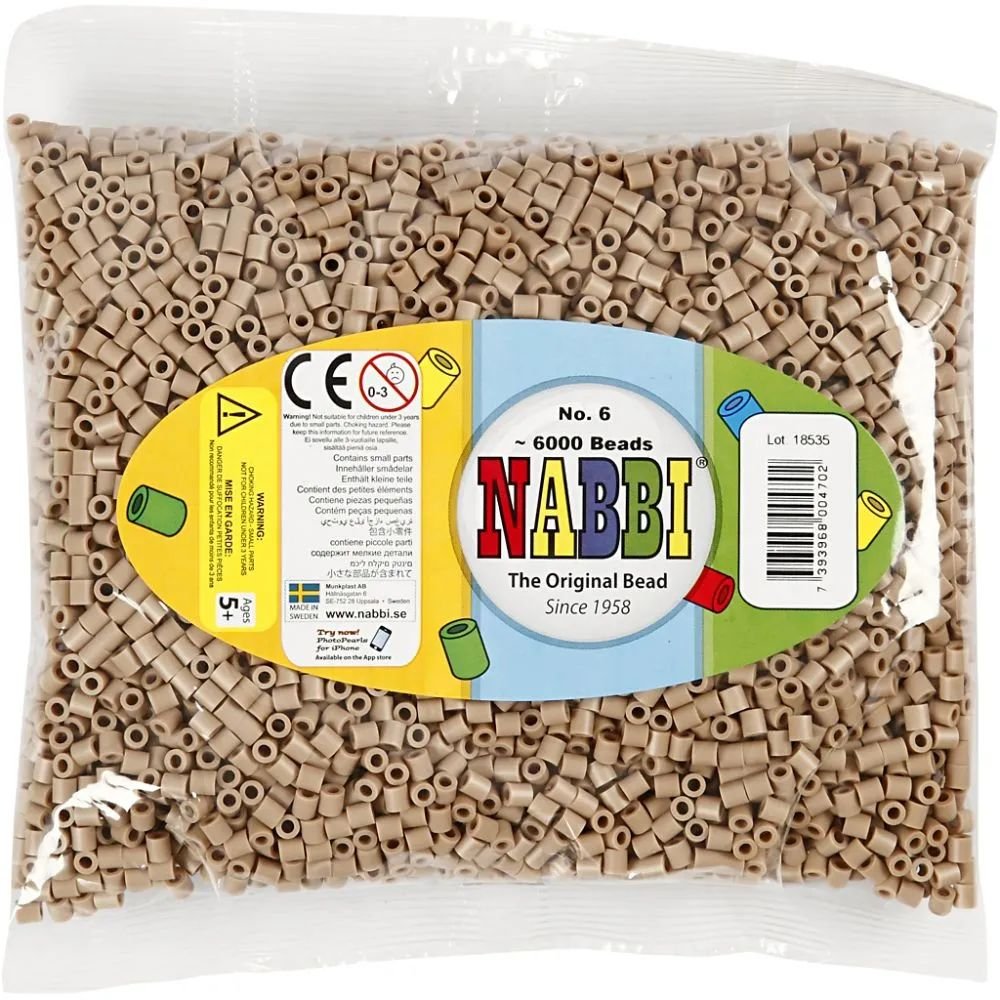 NABBI Tube perler - Beige (32248) - 6000 stk - Rørperler, Perler & perleplader, Håndværk