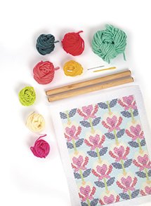Broderikit med lotusblomma på canvas Broderikit med lotusblomma på canvas