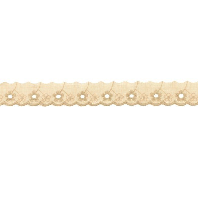 Bord - Broderte blomster - sand - Festong, Bånd & pyntebånd, Tekstilbånd og snorer