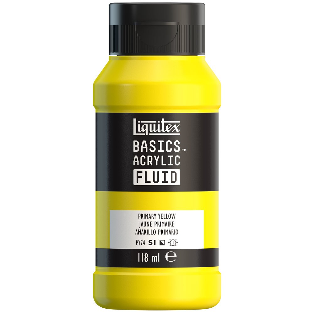 Akrylfärg - Liquitex Basics Fluid - 118ml - Primary Yellow - Akrylfärger, Konstnärsfärger