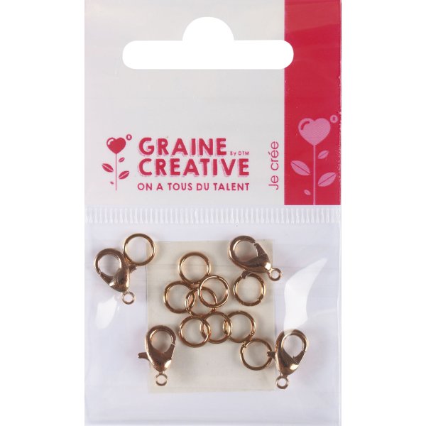 Set med 4 bronsfärgade karbinhakar med ringar 12 mm Set med 4 bronsfärgade karbinhakar med ringar 12 mm