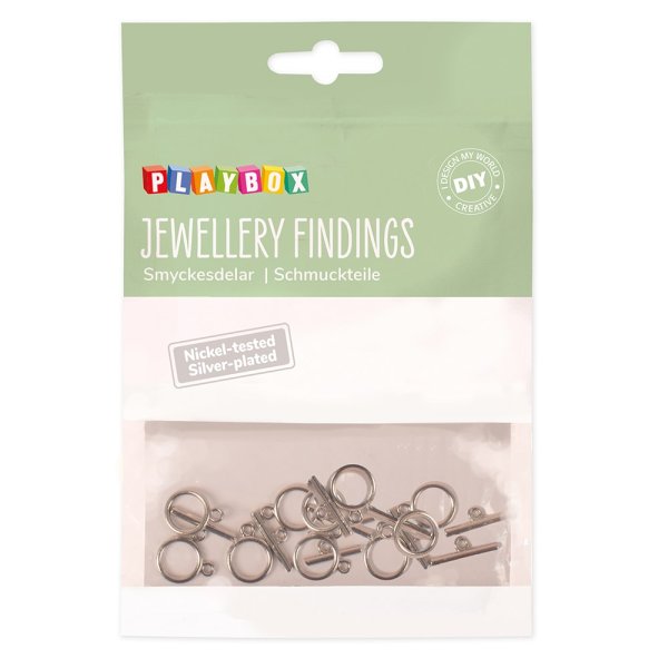 Smyckeslås toggle Ø 12 mm försilvrade - 10 st Smyckeslås toggle Ø 12 mm försilvrade - 10 st