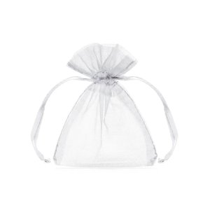 Organzap�sar med dragsko 7,5 x 10 cm - vit