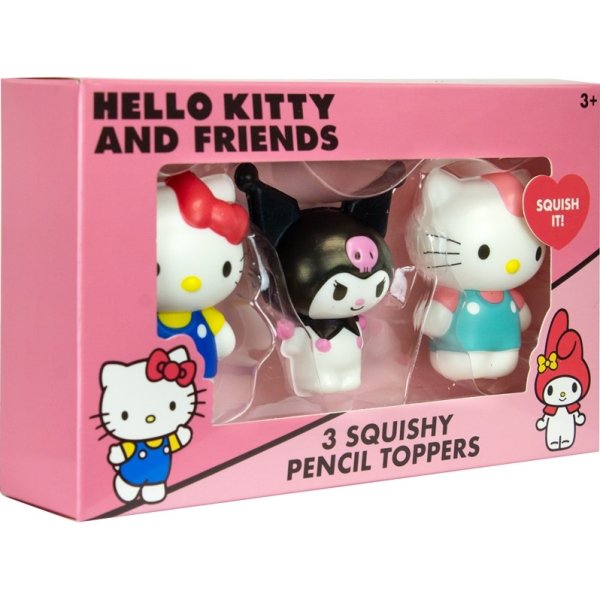 Hello Kitty 3D pennprydnader squishy - 3-pack