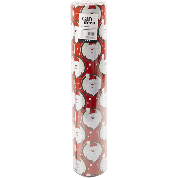 Presentpapper - röd - jultomte - 100 m Presentpapper - röd - jultomte - 100 m