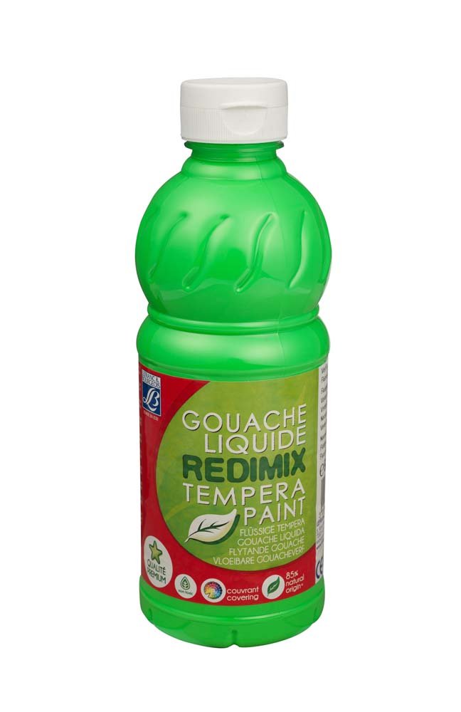 Skolefarve L&B Redimix 500 ml - Fluorescerende Grøn - Gouache, Kunstnerfarver