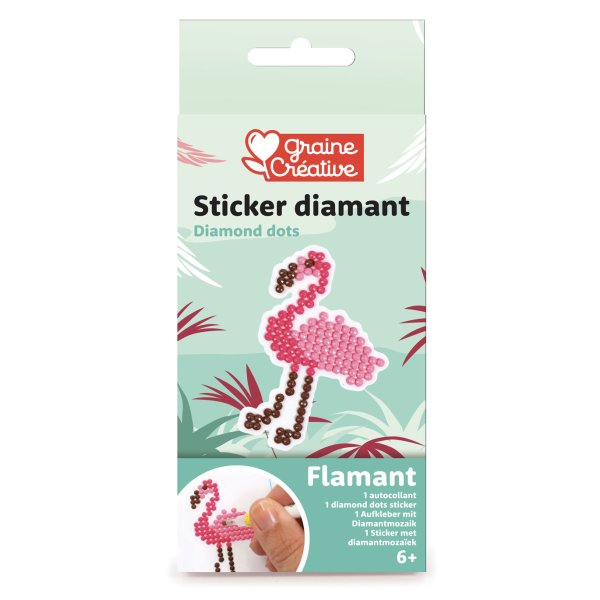 Diamond mosaic-kit med flamingo sticker 10 cm Diamond mosaic-kit med flamingo sticker 10 cm
