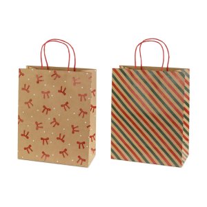 Presentp�sar Stripes and Bows 26 x 32,5 x 12 cm kraft - 6-pack