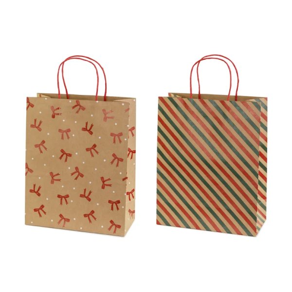 Presentpåsar Stripes and Bows 26 x 32,5 x 12 cm kraft - 6-pack Presentpåsar Stripes and Bows 26 x 32,5 x 12 cm kraft - 6-pack