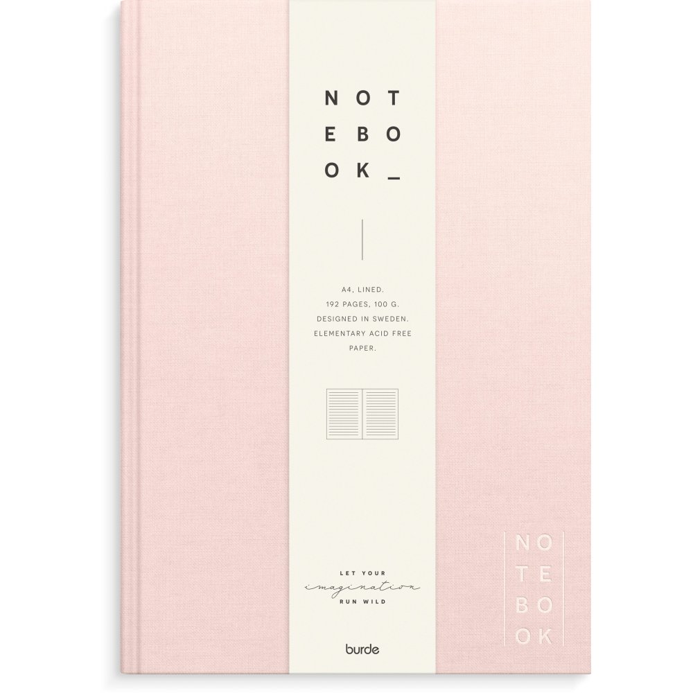 Notesbog - Tekstil - Pink - Foret A4 - Notesbøger, Kontorartikler