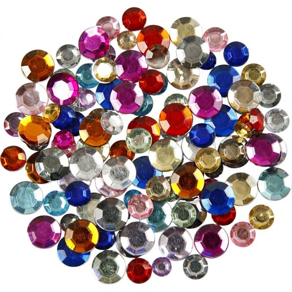 Rhinestones - mixade färger - Runda - Ø6+9+12 mm - 3600 st Rhinestones - mixade färger - Runda - Ø6+9+12 mm - 3600 st