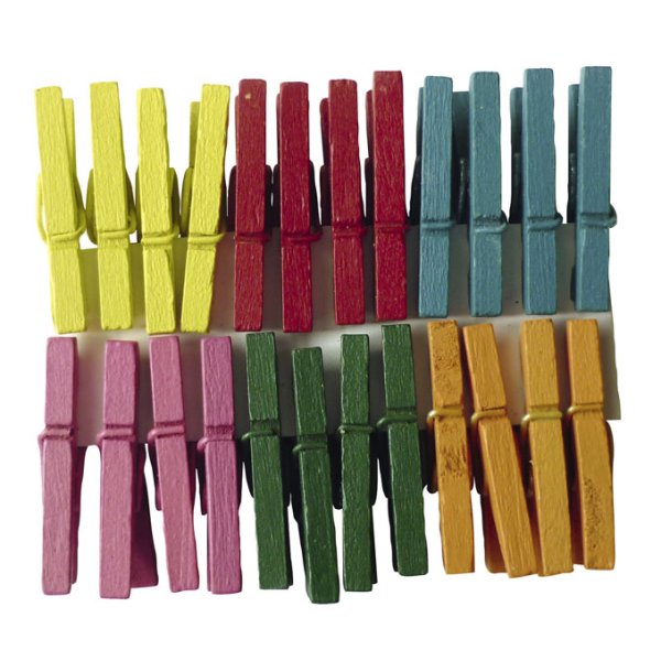 Träpinnar i blandade färger 24-pack, 2,5 cm Träpinnar i blandade färger 24-pack, 2,5 cm